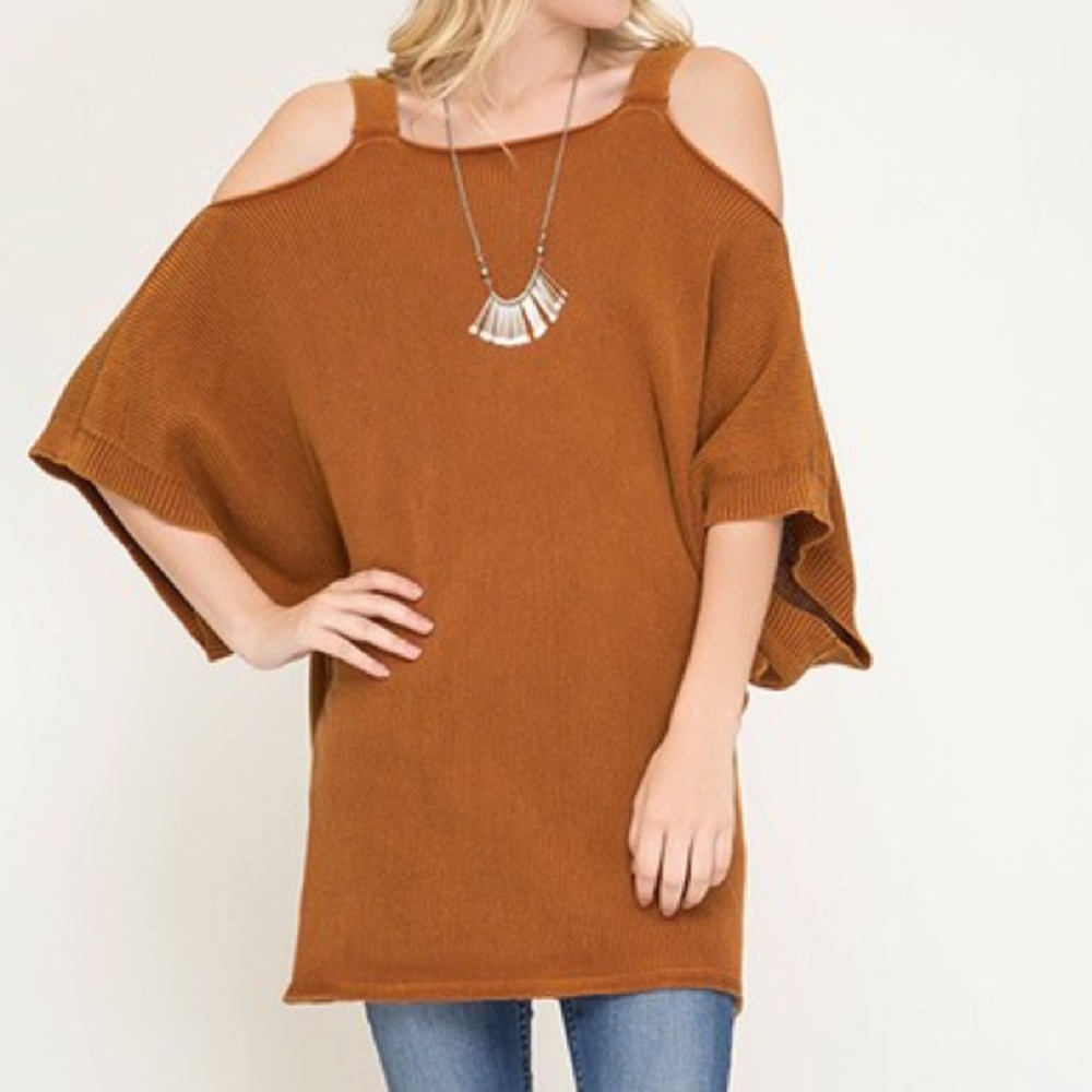 Oversized Cold Shoulder Knit Top